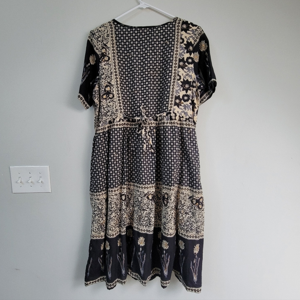 Draper's & Damon's Cotton Peasant Dress Women's Size PL Cottagecore Boho Hippie - Picture 2 of 10